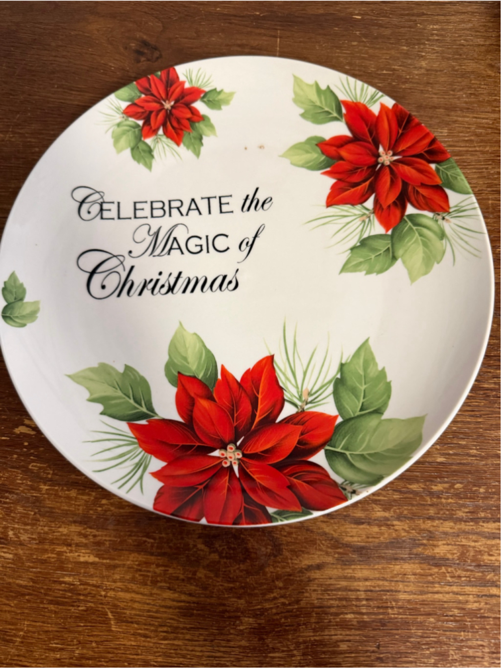 Lily Creek Celebrate Magic of Christmas Poinsettia Plate Platter 12” Holiday
